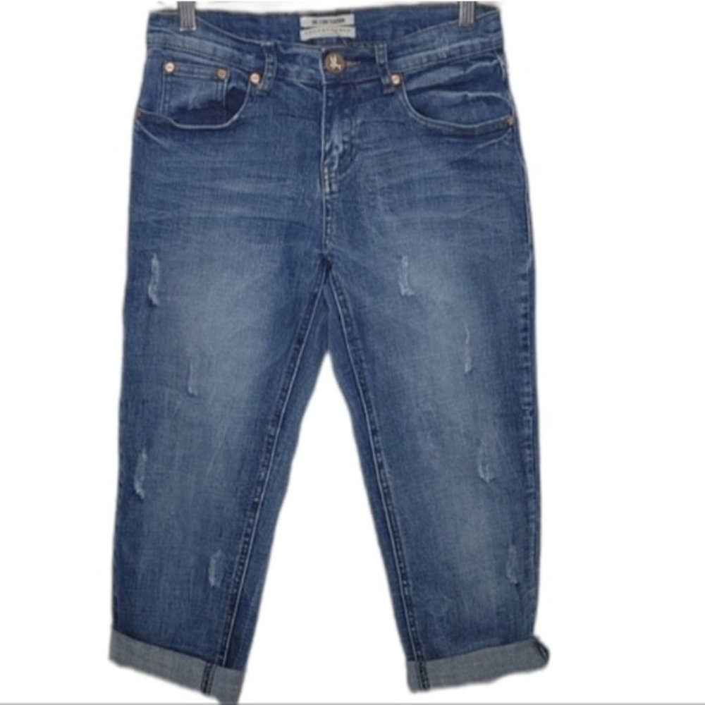 ONE X ONETEASPOON Medium Rise Relaxed Leg Tappered Rolled Cuff Jeans